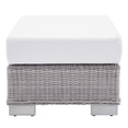 thumbnail image 3 of Modway Conway Modern Rattan & Fabric Outdoor Ottoman in Light Gray/White, 3 of 9