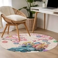 thumbnail image 4 of Round Rugs 3.3Ft, Spring Easter Round Area Rug Washable Indoor Throw Carpet, Eggs Tree Floral Blue Truck Rustic Soft Non Slip Circle Rug for Laundry Room Patio Home Decor Aesthetic, 4 of 8