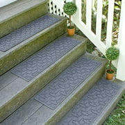 Bungalow Flooring Waterhog Stair Treads, Set of 4, 8-1/2 x 30 inches, Made in USA, Durable and Decorative Floor Covering, Indoor/Outdoor, Water-Trapping, Ellipse Collection, Bluestone