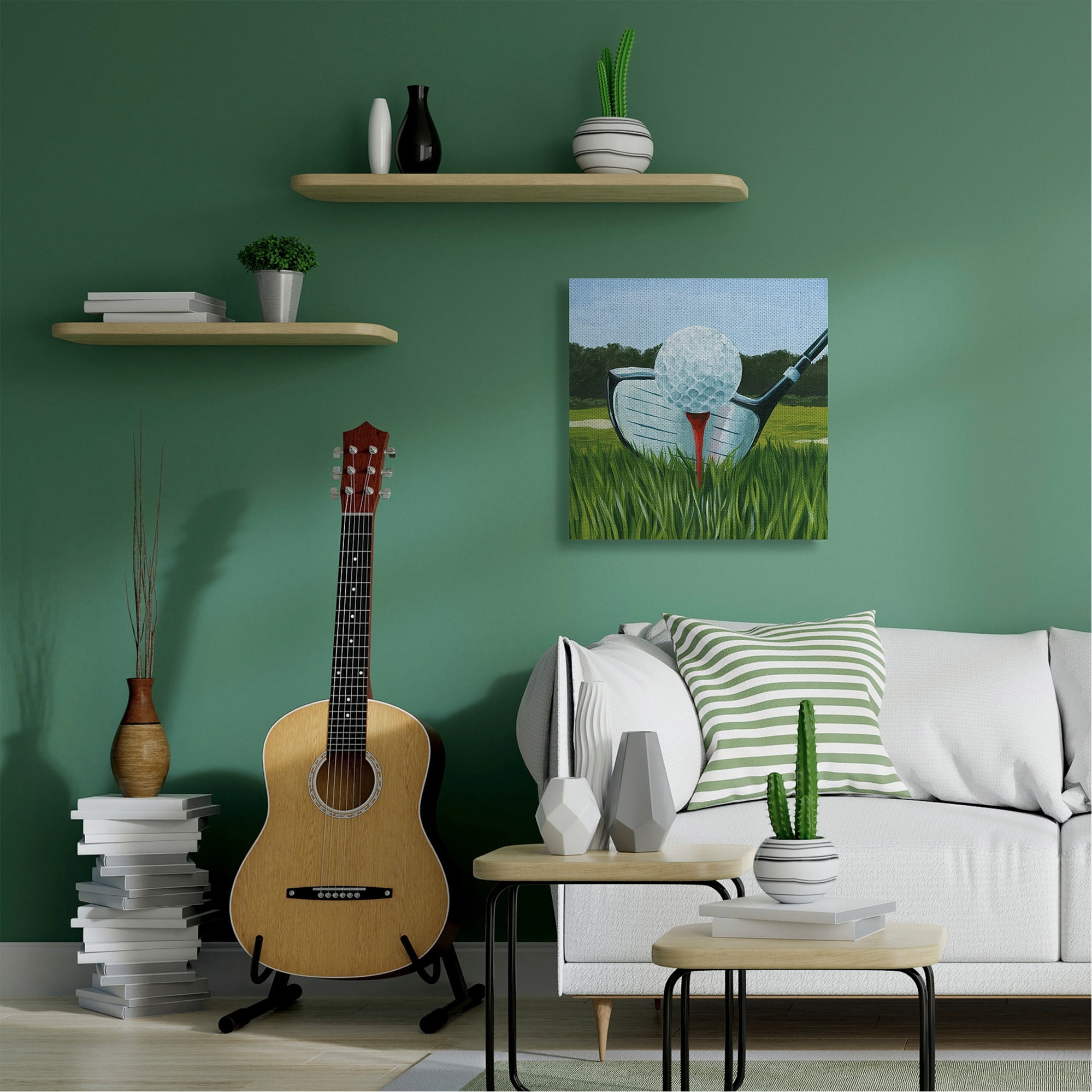 Stupell Home Décor Golf Tee Close Up Green Red Sports Painting Canvas Wall Art by Grace Popp
