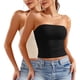 thumbnail image 1 of Blusa informal de verano sin tirantes de color liso para mujer, 2 piezas, de poliéster, 1 of 8