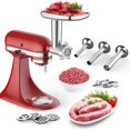 thumbnail image 3 of Meat  Attachment for  Stand Mixer, Metal   for Kitchen Aid Includes 4 Grinding Plates, 3 Sausage Stuffer Tubes and 2, 3 of 7