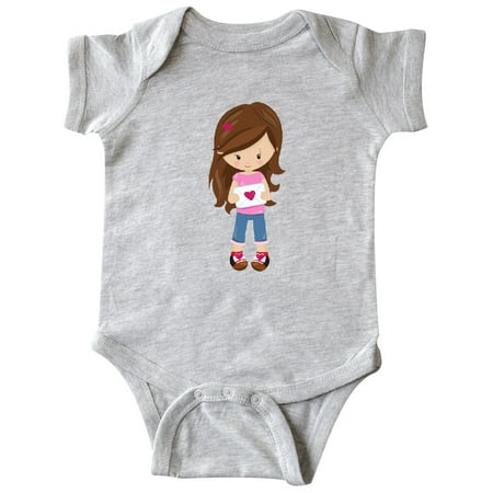 

Inktastic Valentine s Day Girl Brown Hair Girl In Love Gift Baby Girl Bodysuit