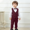 thumbnail image 1 of Odeerbi Chicos 4 Pcs Caballero Traje Formal Vestido Camisa + Traje Pantalones + Chaleco + Corbata de Boda Trajes Conjunto, 1 of 8