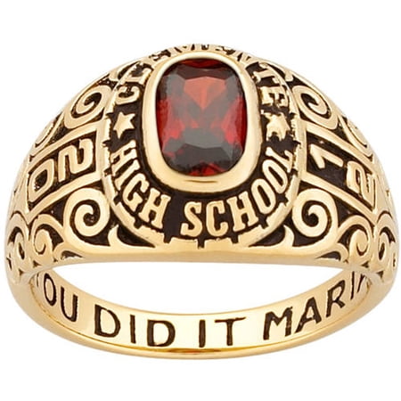 Freestyle, Women's 14kt gold plated Celebrium Fancy Scroll Birthstone Class Ring, High School or College Graduation