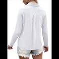 thumbnail image 2 of Camisetas de Mujer con Botones, Mangas 3/4, Cuello en V, Camisetas Casuales de Verano para Mujer L, 2 of 7