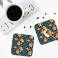thumbnail image 5 of Disketp Blue Floral Funny Coasters,6 Pcs Leather Coasters With Holder, Perfect Housewarming Hostess Gifts,Protect Furniture From Water Marks Scratch And Damage, 5 of 9