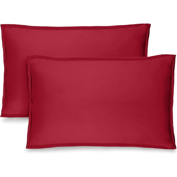 Qucyy King Pillow Sham Covers - Set of 2 - Premium 1800 Ultra-Soft Microfiber - Double Brushed - Bed Pillow Shams - Pillows Not Included (Set of 2, Red)