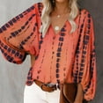 thumbnail image 2 of EQWLJWE Blouses à Manches Longues pour Femmes Chemise Ample Confortable Col en V Mode Imprimé Manches Lanterne, 2 of 5