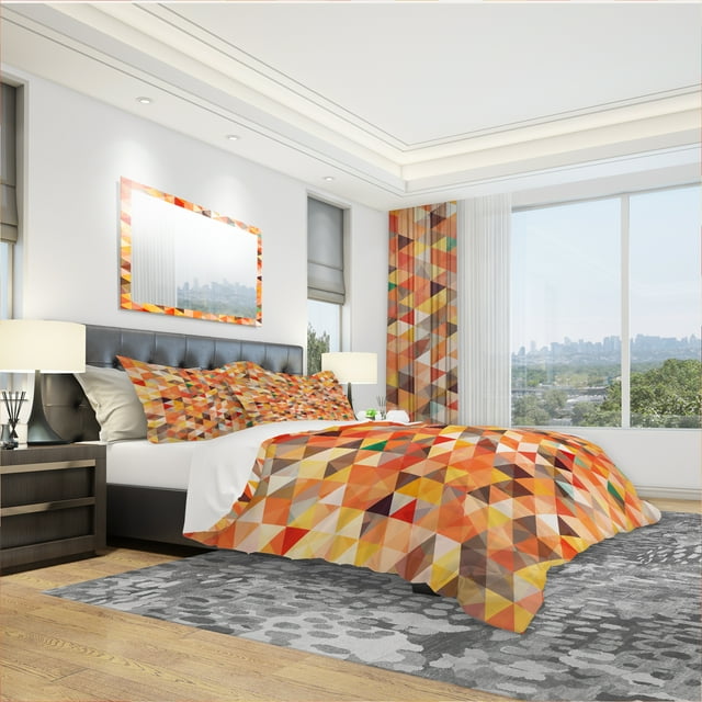 Designart 'Abstract Triangle' Modern Bedding Set - Duvet Cover & Shams