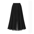 thumbnail image 1 of Chiffon Women Wide Pants Pleated Beach Culottes Loose Cropped Pants High Waist Thin Wide-Leg Trousers, 1 of 5