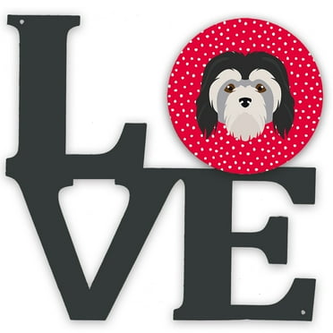Lowchen Little Lion Dog Love Metal Wall Artwork LOVE Red