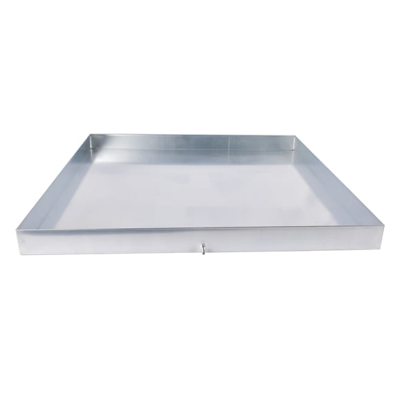 GELUOXI 32 x 32 x 2.5 Inch Washing Machine Pan Galvanized Steel Washing Machine Drain Pan Heavy Duty Compact Washer Drip Tray with Drain Hole & Hose Adapter
