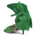 thumbnail image 3 of FSJ Women Open Toe Crisscross Strap Bowknot Sandals Thin Buckled Ankle Strap Stiletto High Heels Elegant Prom Party Shoes Size 15 Green, 3 of 5