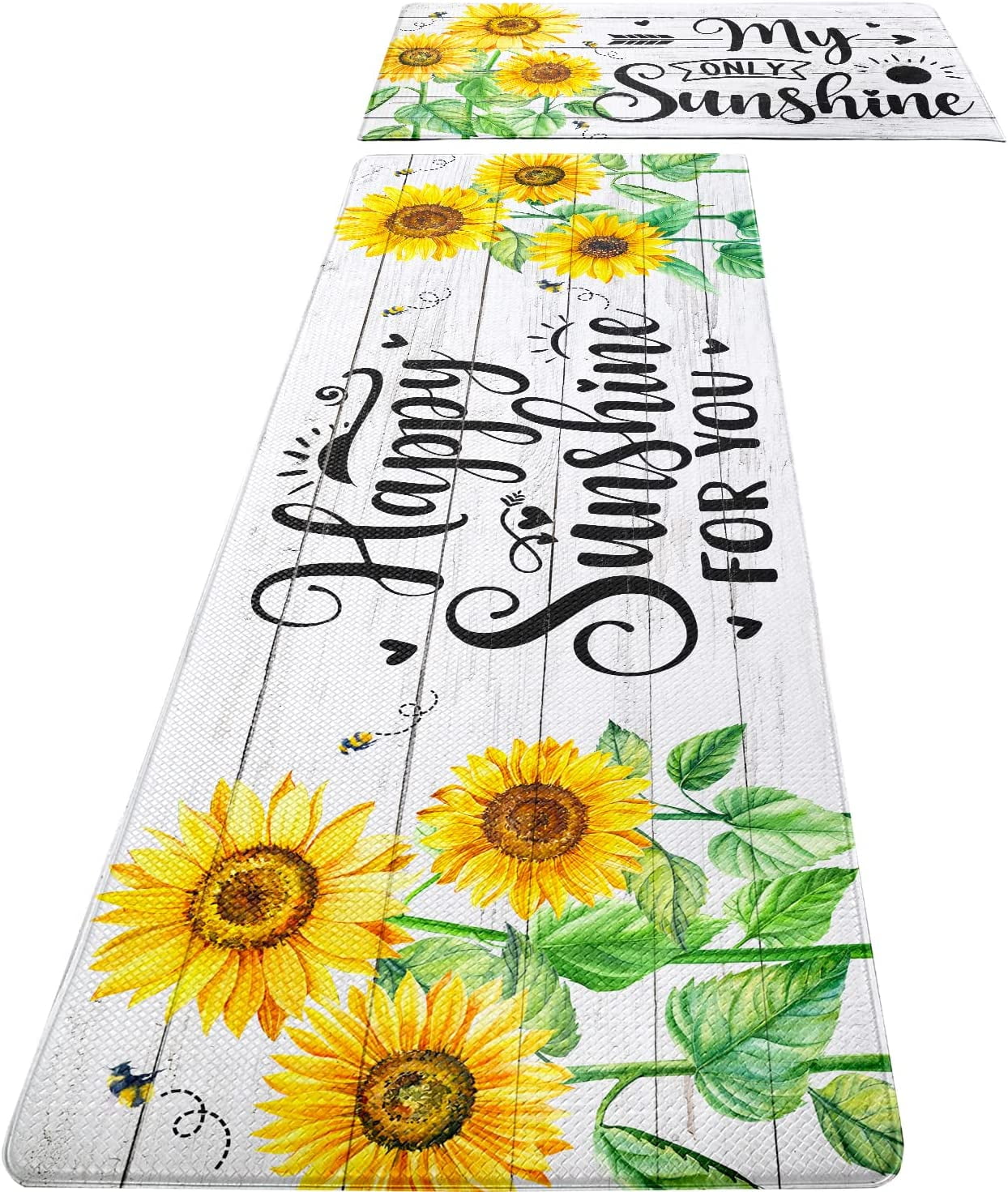 Sunflower Kitchen Rugs and Mats Set of 2 Cushioned Anti Fatigue Kitchen
