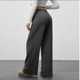 thumbnail image 5 of PNTUTB Women's Casual Solid Color Lightweight Drapey Elastic Waist Drawstring Relaxed Comfortable Wide Leg Pants, 5 of 6