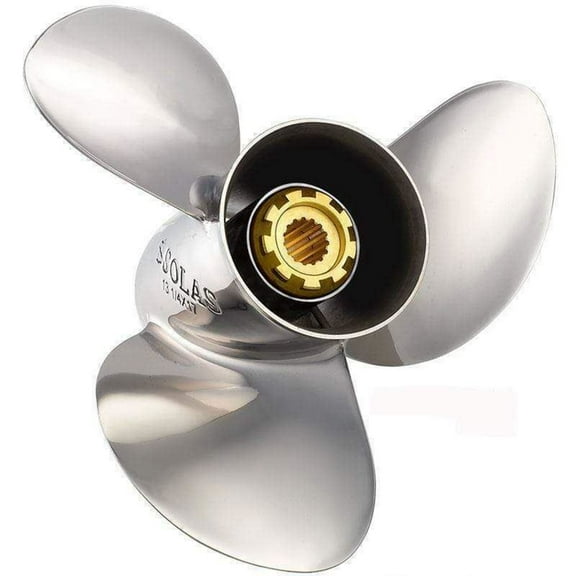 New Stainless Steel Propeller Compatible With Yamaha 2 Stroke 10 Spline 30 1983-2002 3231-103-12 664-45970-00-98 Mar-10112-Yr-B0 Mar-Gyt3B-02-12 Diameter 10.125 Pitch 12 Blades 3 Spline Tooth 10