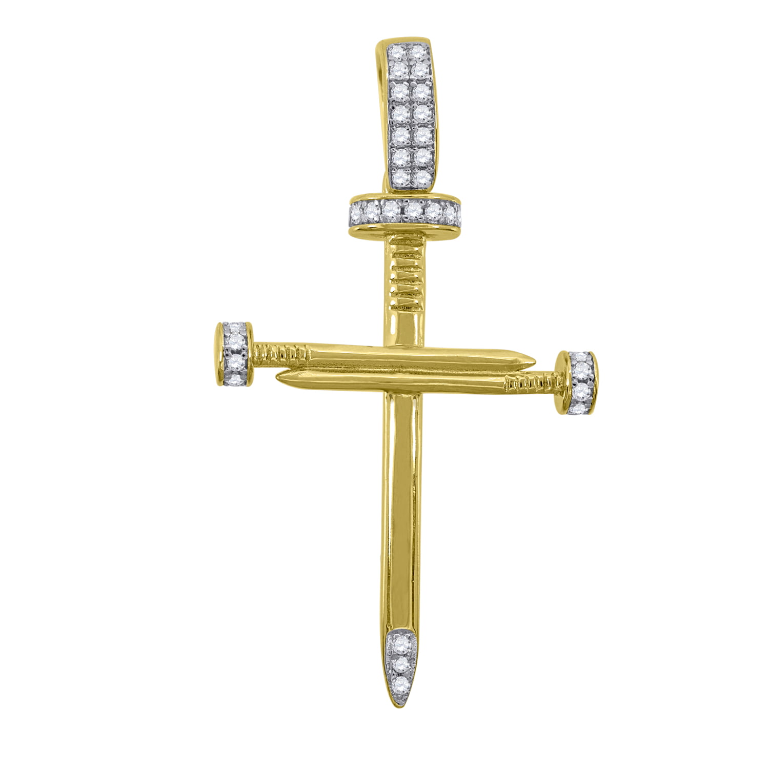 FB Jewels 925 Sterling Silver Yellow-Tone Mens Womens Polished Finish Cross Religious Charm Pendant 
