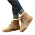 thumbnail image 4 of Gyexs Womens Snow Boots Warm Cotton Furry Lined Winter Shoes Lace Up Comfortable Ankle Platform Boots Outdoor, Beige, Size 7.5, 4 of 8