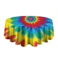 thumbnail image 5 of Colorful Tie Dye Mandala Pattern Round Tablecloth 60"x60",Wrinkle Wipeable Table Cloth for Kitchen Dining Room Picnic Patio Party, 5 of 6