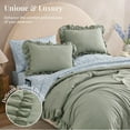 thumbnail image 2 of Full Comforter Set - 7 Pieces Ruffle Sage Green Bedding Sets, Shabby Chic Farmhouse Bed in a Bag Full with Ruffle Comforter, Floral Sheets, Pillowcases & Shams, 2 of 7