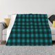 thumbnail image 1 of Fotbe Teal On Black Plaid Manta de Franela con Estampado, Manta Ultrasuave para Cama, Sofá, Auto, Hipoalergénica y Antibolitas-60"x50", 1 of 6
