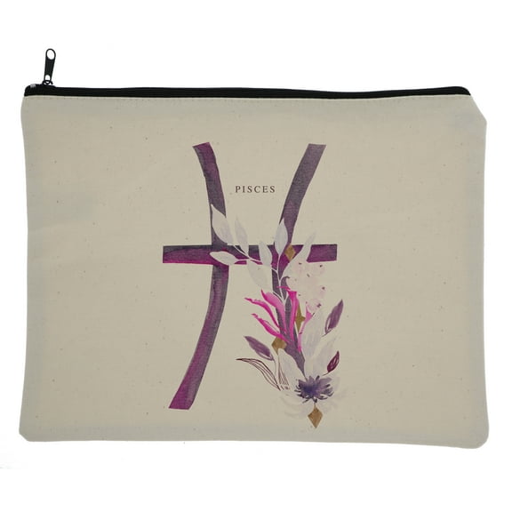 Hey You, Love 10.75x8.25" Cotton Zodiac Sign Makeup Bag