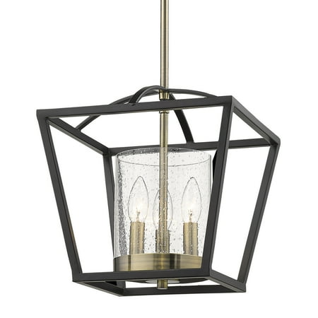 

Golden Lighting Mercer Mini Chandelier (Convertible) in Matte Black Seeded Glass