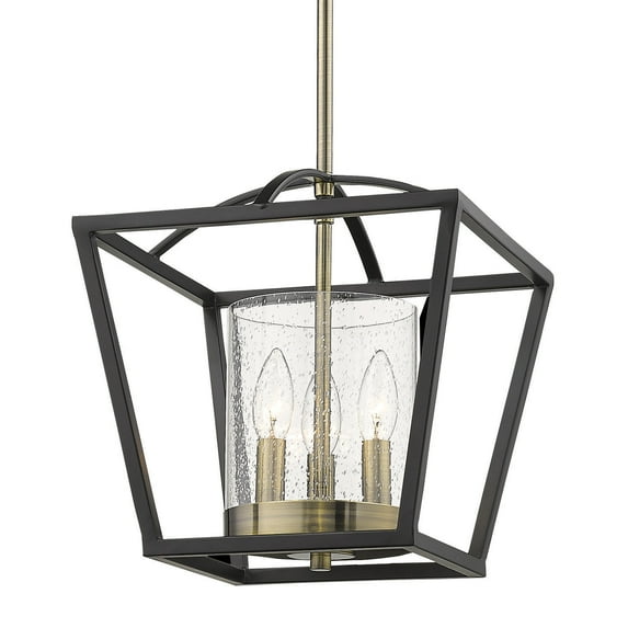 Golden Lighting Mercer Mini Chandelier (Convertible) in Matte Black Seeded Glass