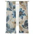 thumbnail image 2 of Vintage Leaves Sheer Curtains 108 Inches Long 2 Panels Blue Tropical Plant Linen Texture Light Filtering Semi Sheer Window Curtains Drapes for Bedroom Living Room 52"x108", 2 of 7
