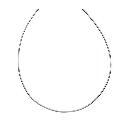 White Gold Round Omega Chain - Sterling Silver 1.25mm Round Omega Nickel Free Chain Necklace Italy, 18