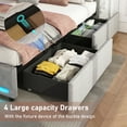 thumbnail image 3 of LED Bed Frame Queen Size with 4 Storage Drawers + 2 USB Ports and Outlets, Adjustable Upholstered Headboard, Solid Wooden Slat Support, No Box Spring Needed, 3 of 8