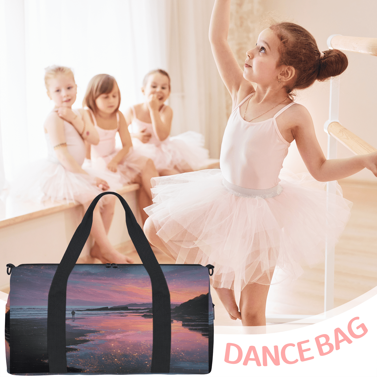 Herdesigns Ocean Beach Gym Bag for Women, Duffle Bag for Travel Sport, Galaxy Star Lightweight Waterproof Carry on Weekender Dance Yoga Workout Bags