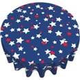 thumbnail image 5 of Memorial Day Star Round Tablecloth Independence Day 4th July Firework Table Cloth Cover Mat Washable Polyester 60" Dining Decorative for Holiday Home Party Wedding Picnic, 5 of 6