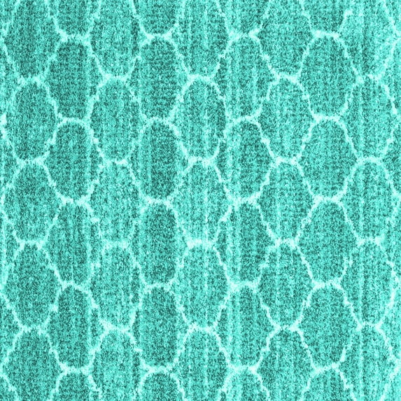 Ahgly Company Indoor Square Trellis Turquoise Blue Modern Area Rugs, 3' Square