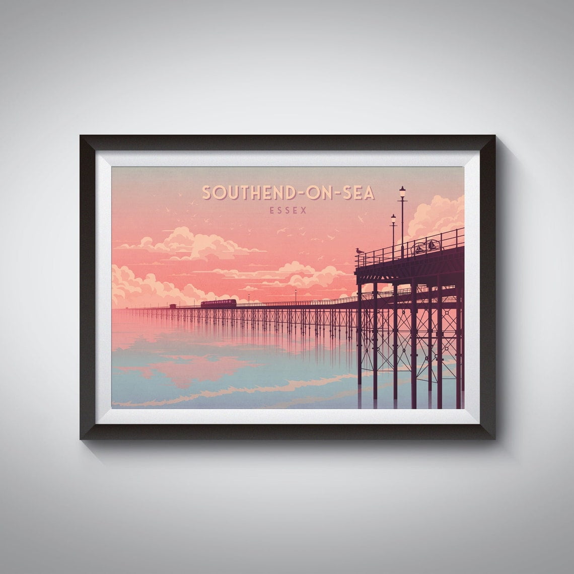 Southend On Sea Essex Seaside Travel Poster Southend Pier Travel Print Adventure Island Westcliff Leigh On Sea Vintage Wall Art