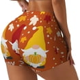 thumbnail image 1 of Fotbe Happy Thanksgiving Three Gnomes Shorts Sin Costuras – Shorts Deportivos de Cintura Alta para Mujer, Elásticos para Gimnasio, Yoga, Running o Ciclismo-XX-Large, 1 of 8