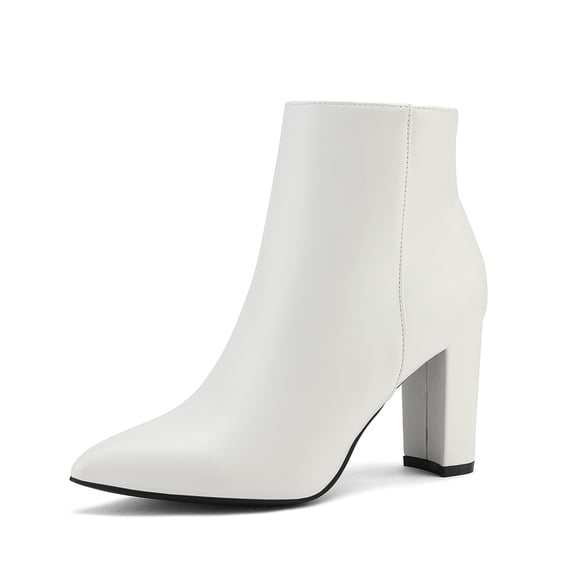 Botines DREAM PAIRS SIANNA-1 blancos con tacón grueso