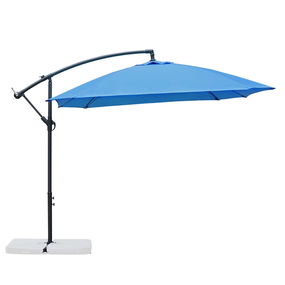 Kepooman 8.7 Ft Hanging Cantilever Umbrella with Cross Shaped Umbrella Seat, Outdoor Hanging Banana Parasol with Skylight, Lake Blue Kepooman 8.7 Ft Hanging Cantilever Umbrella with Cross Shaped Umbrella Seat, Outdoor Hanging Banana Parasol with Skylight, Lake Blue