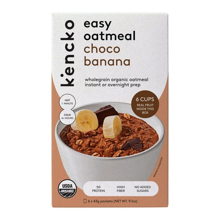 Kencko Choco Banana Organic Easy Instant Oatmeal, 1.52 oz, 6 Pack