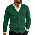 thumbnail image 2 of Zimjoy Cardigan Sweaters for Men Long Sleeve Button Down Green Cardigan Casual Slim Fit V Neck Ribbed Knit Sweater Vintage Open Front Lightweight Fall Clothes with Pocket, Dark Green M, 2 of 6