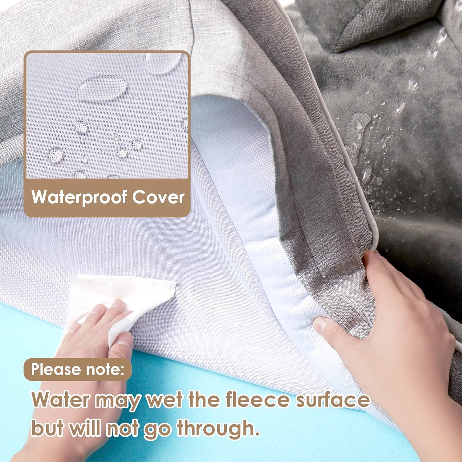Large Orthopedic Dog Bed Grey Memory Foam With Washable Cover Waterproof