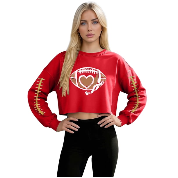 TaTaai Women Baseball Print Fashion Loose Casual Long Sleeve T Shirt Crew Neck Pullover Sports Sweatshirt Top for Daily Street Wear Gift