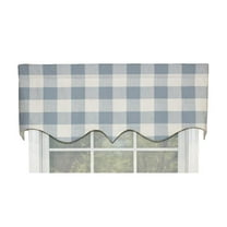 RLF Home Grande Check Style Regal All Season Valance Blue 3 Rod Pocket 50W x 17L