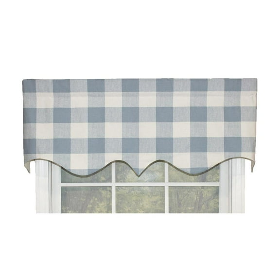RLF Home Grande Check Style Regal All Season Valance Blue 3 Rod Pocket 50W x 17L