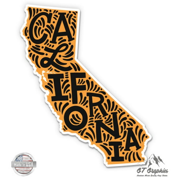 California State Shape Native Local Orange Native Local - 3" Vinyl Sticker - For Car Laptop I-Pad Phone Helmet Hard Hat - Waterproof Decal