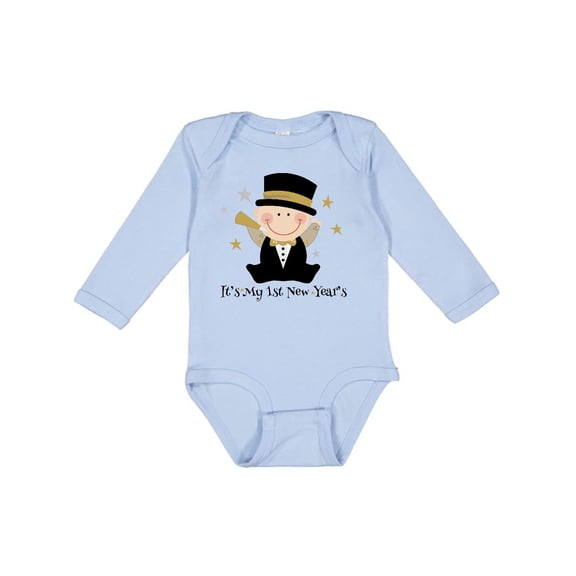 Inktastic Baby's 1st New Year Boys Long Sleeve Baby Bodysuit
