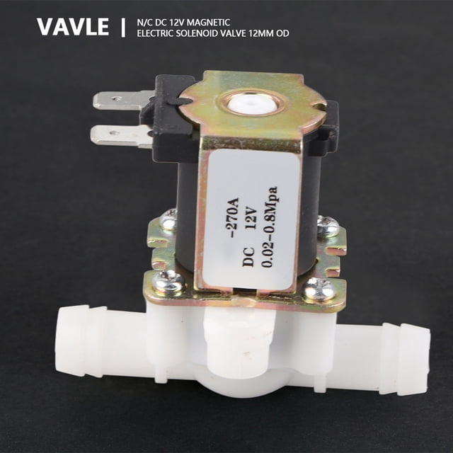 Válvula electromagnética de plástico de 12 V CC y 12 mm de diámetro exterior, interruptor de flujo de entrada de agua normalmente cerrado