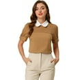 thumbnail image 1 of INSPIRE CHIC Women's Peter Pan Collar Puff Short Sleeve Tops, 1 of 5