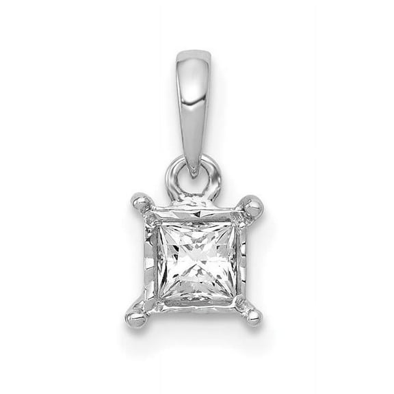 Finest Gold 14K White Gold 1-5 Ct Diamond Square Pendant